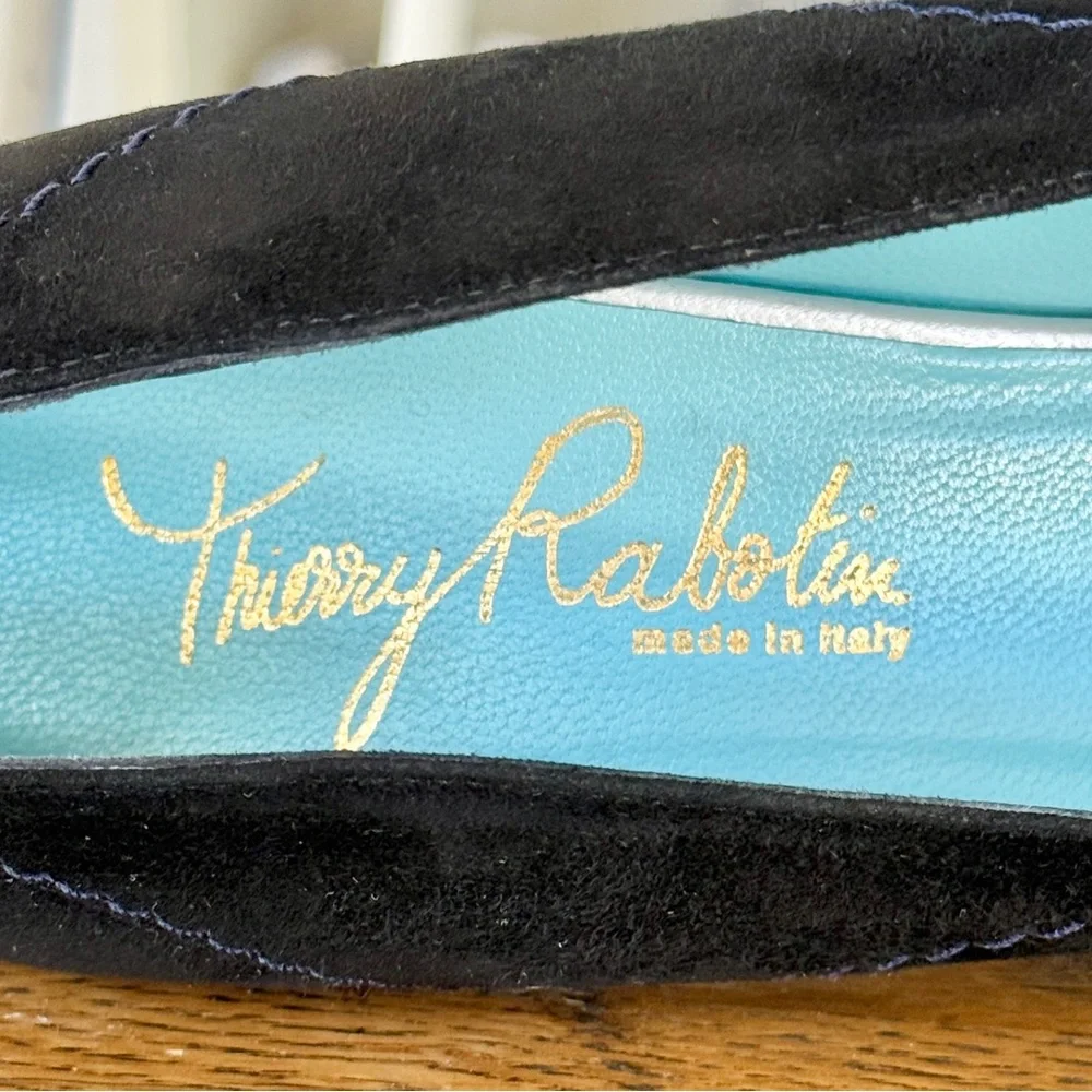 Thierry Rabotin Suede Manon Pump with Silver Heel (size 10.5 US/41 EU)